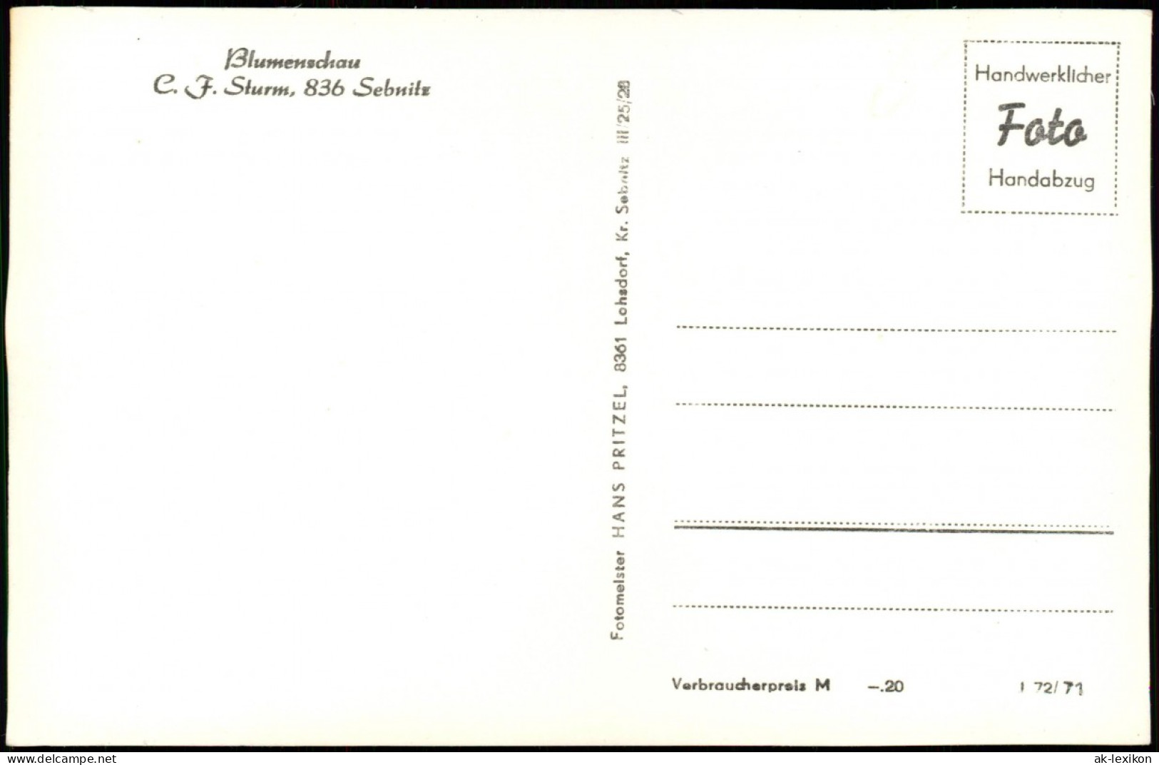 Ansichtskarte Sebnitz Blumenschau C. F. Sturm, DDR AK 1971 - Sebnitz