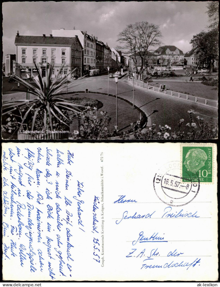 Ansichtskarte Lüdenscheid Straßen Ansicht Straßenstern 1957 - Luedenscheid