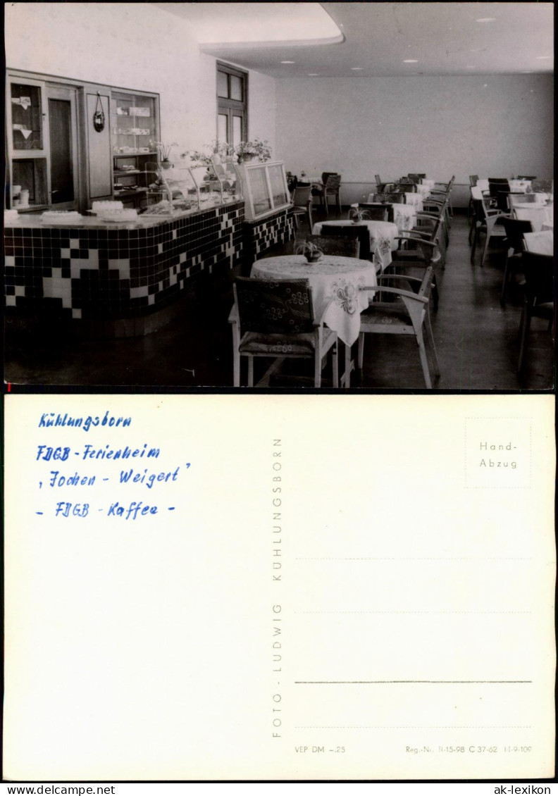 Kühlungsborn FDGB Kafee Café Ferienheim Jochen Weigert Innenansicht DDR AK 1962 - Kuehlungsborn