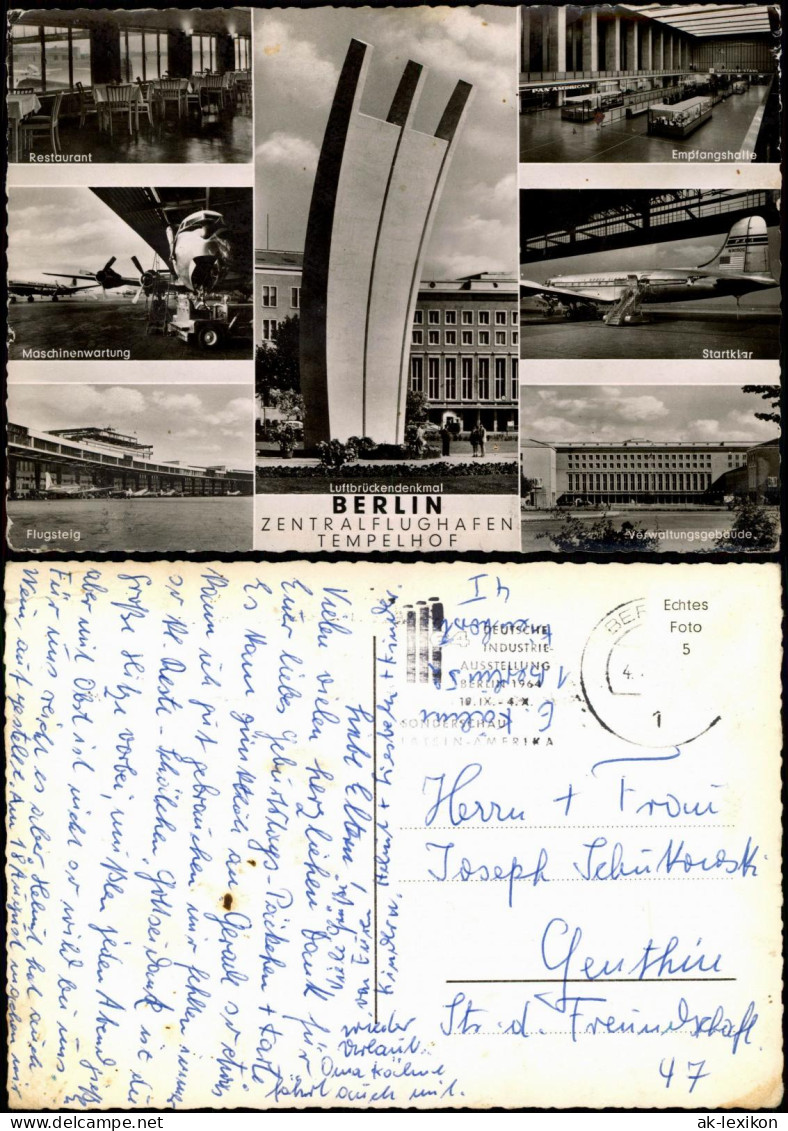 Ansichtskarte Tempelhof-Berlin Restaurant, Flugzeuge, Wartung - MB 1964 - Tempelhof