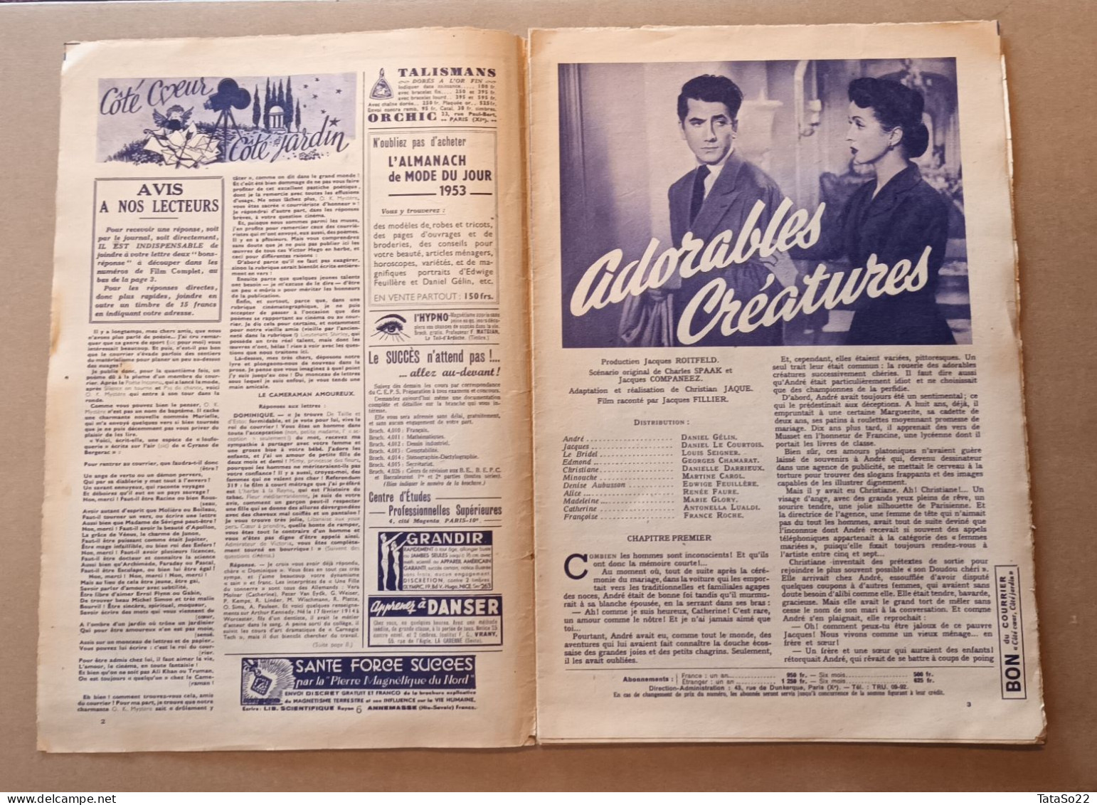 Film Complet - 16 Pages N° 342 Adorables Créatures - Cinéma