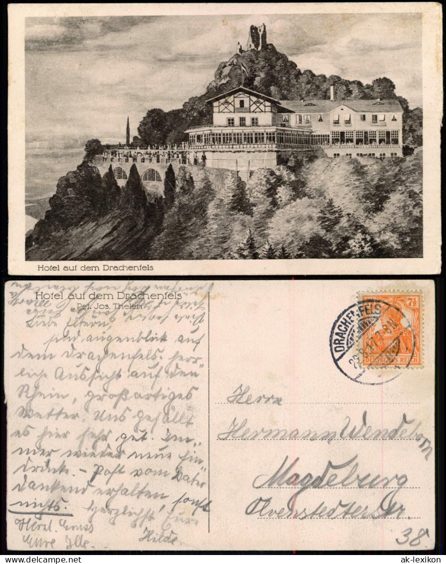 Ansichtskarte Königswinter Hotel Auf Dem Drachenfels 1917 - Koenigswinter