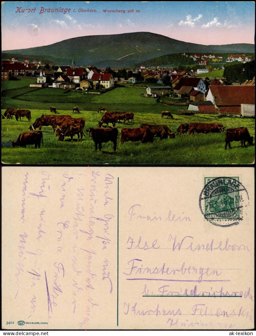 Ansichtskarte Braunlage Lühe, Stadt - Wurmberg 1916 - Braunlage