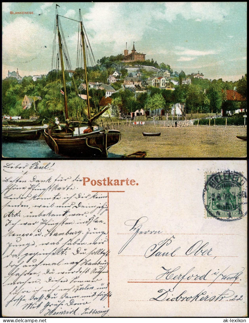 Ansichtskarte Blankenese-Hamburg Süllberg - Segelboote 1909 - Blankenese