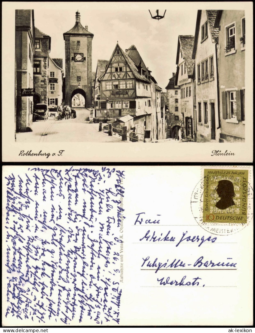 Ansichtskarte Rothenburg Ob Der Tauber Stadt Partie Am Plönlein 1956 - Rothenburg O. D. Tauber