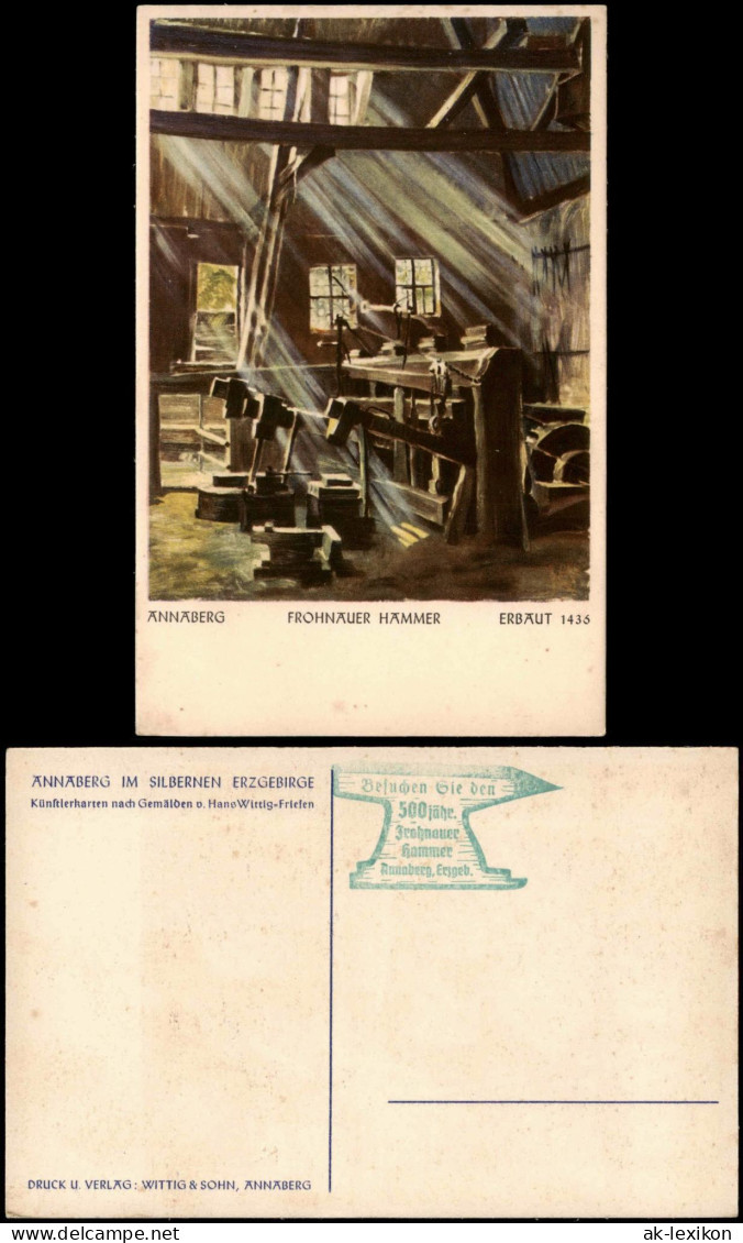 Ansichtskarte Frohnau-Annaberg-Buchholz Frohnauer Hammer - Künstlerkarte 1938 - Annaberg-Buchholz