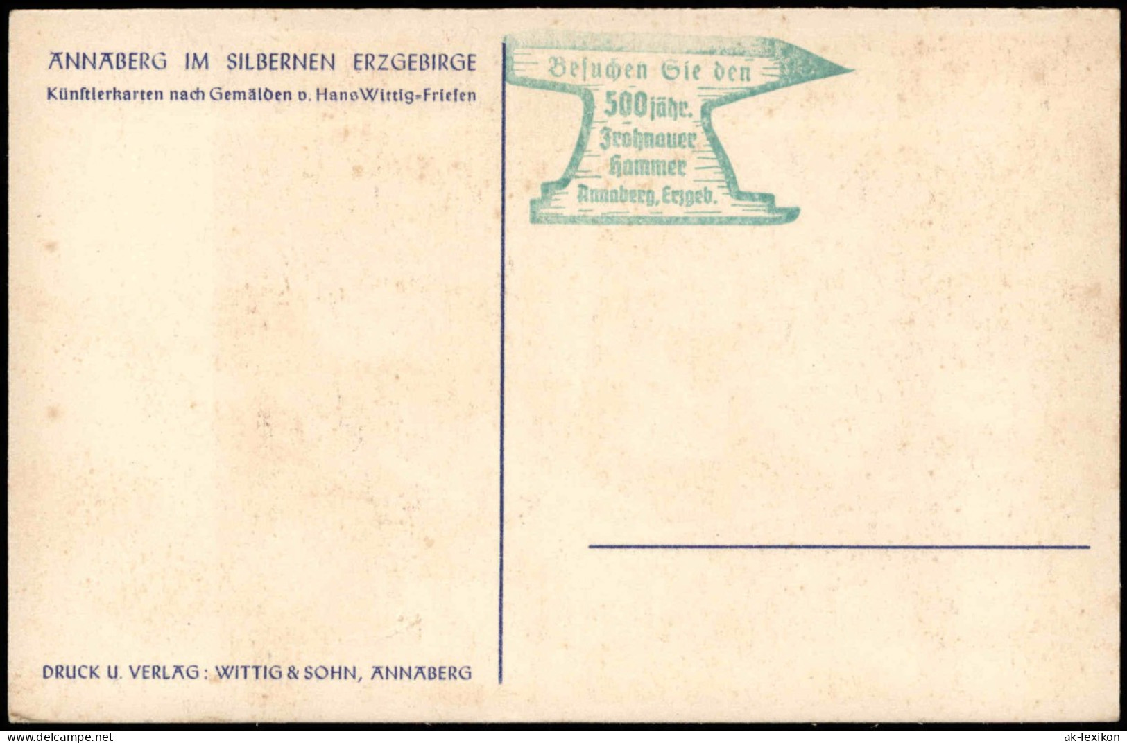 Ansichtskarte Frohnau-Annaberg-Buchholz Frohnauer Hammer - Künstlerkarte 1938 - Annaberg-Buchholz