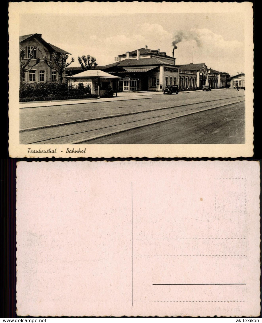 Ansichtskarte Frankenthal (Pfalz) Bahnhof - Kiosk 1928 - Frankenthal