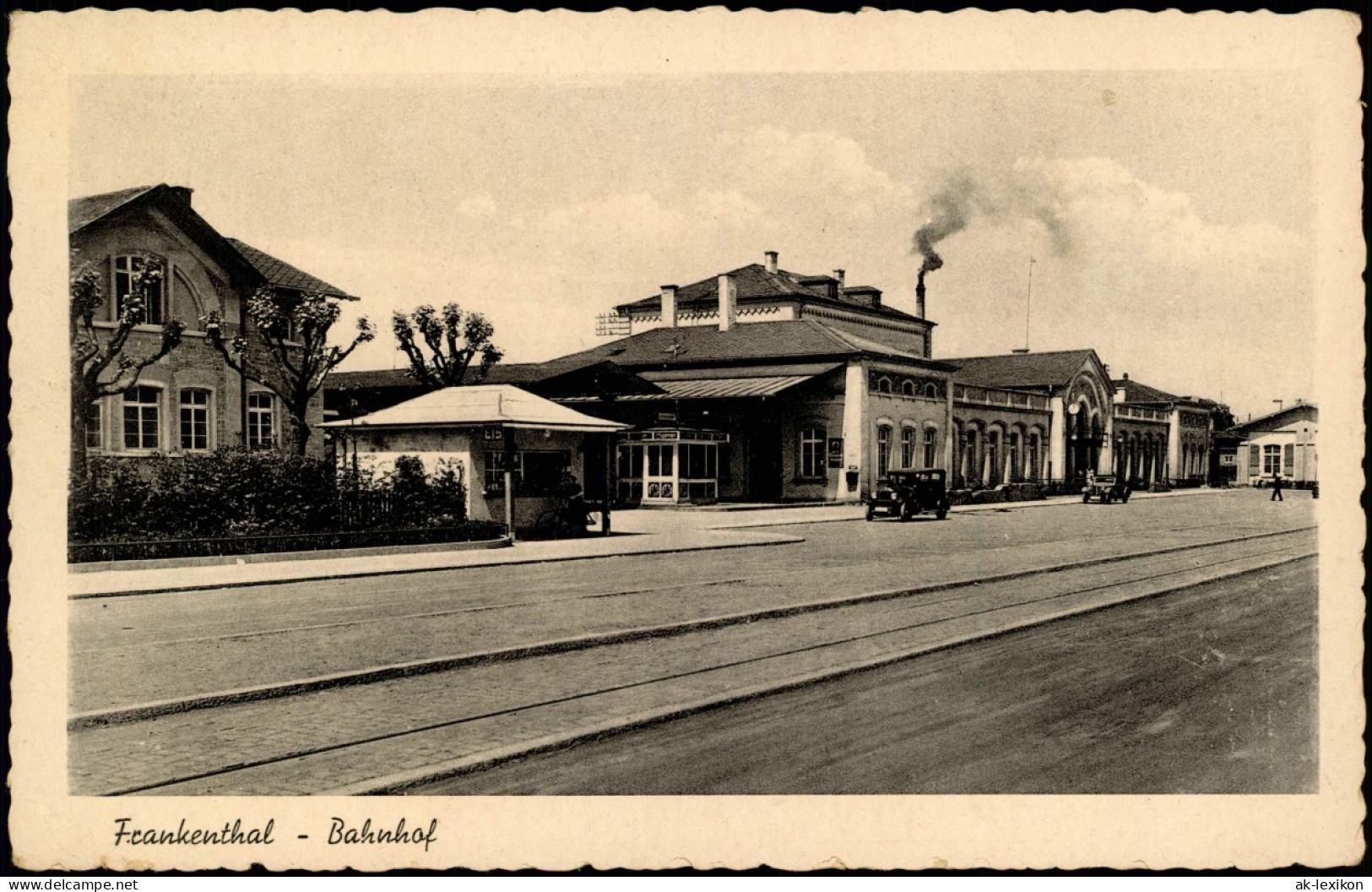 Ansichtskarte Frankenthal (Pfalz) Bahnhof - Kiosk 1928 - Frankenthal