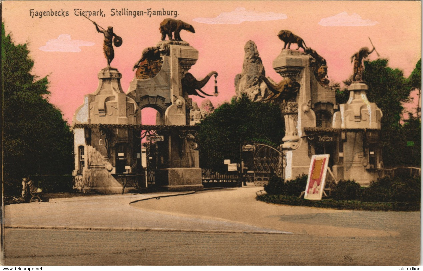 Stellingen-Hamburg Tierpark Hagenbeck, Eingang Intensiv Coloriert 1911 - Stellingen