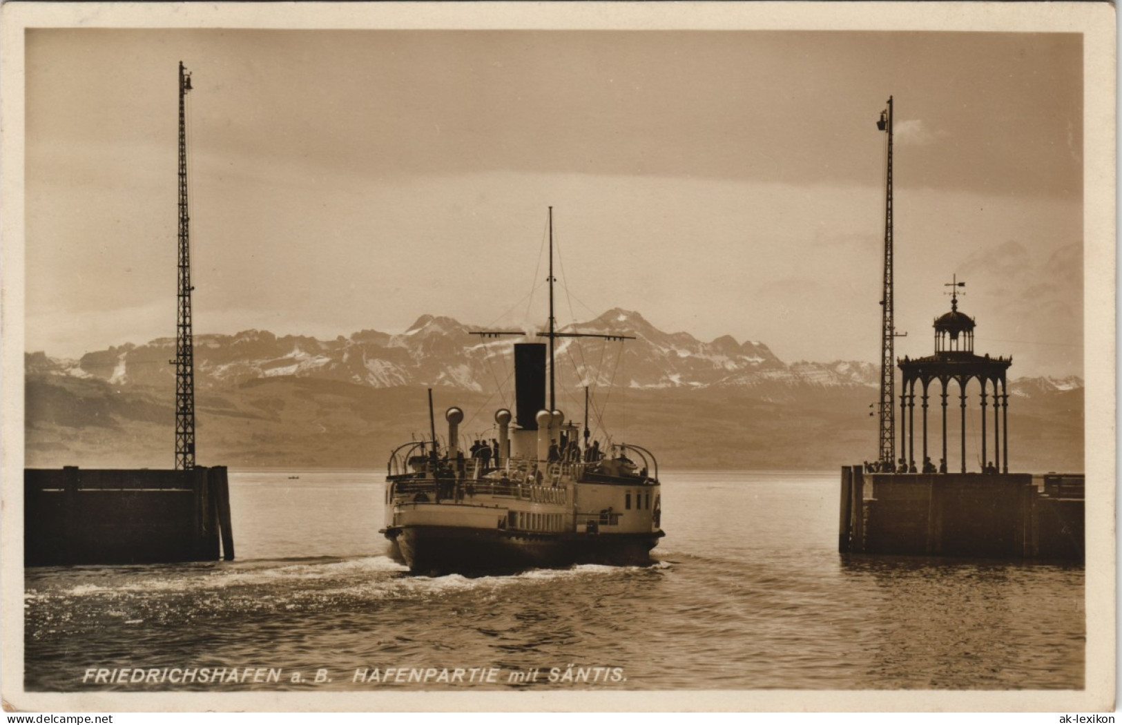 Ansichtskarte Friedrichshafen Hafen, Dampfer - Säntis 1937 - Friedrichshafen