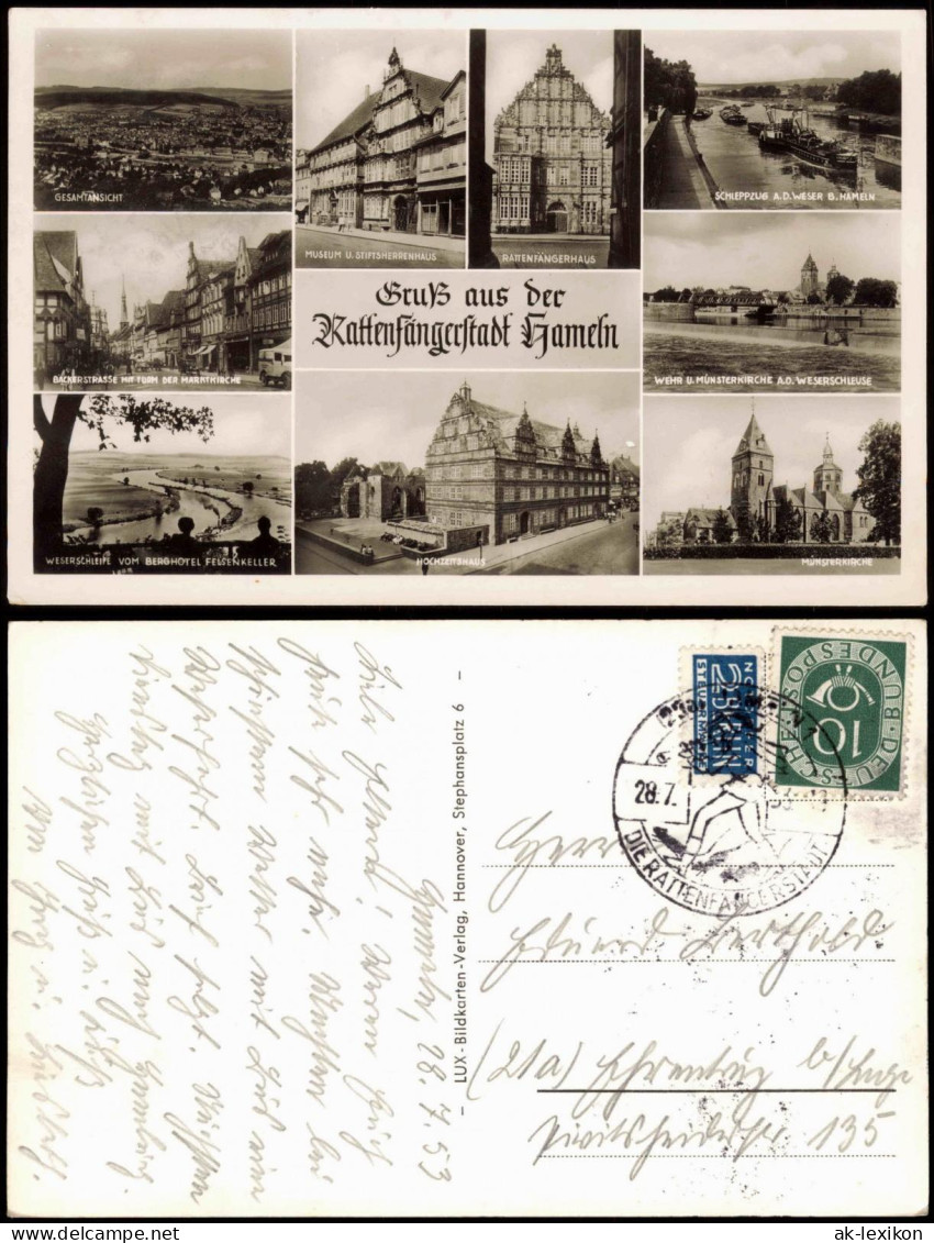 Ansichtskarte Hameln Mehrbildkarte Mit 9 Ortsansichten 1953 - Hameln (Pyrmont)