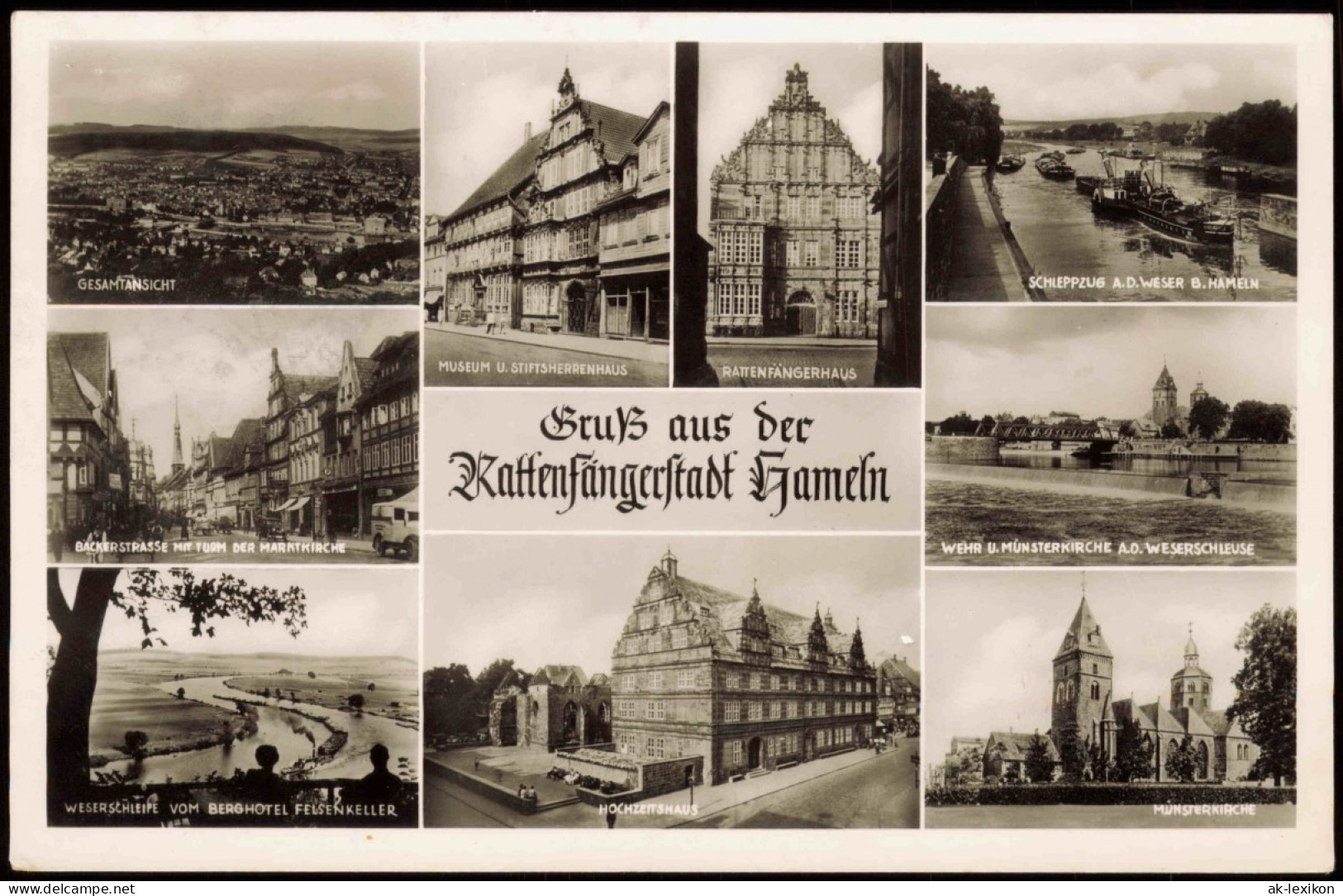 Ansichtskarte Hameln Mehrbildkarte Mit 9 Ortsansichten 1953 - Hameln (Pyrmont)