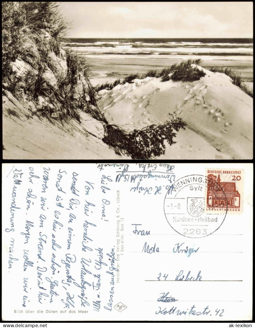 Natur Meeresstrand Blick  Dünen 1966   Gelaufen Mit Stempel Wenningstedt Sylt - Non Classés