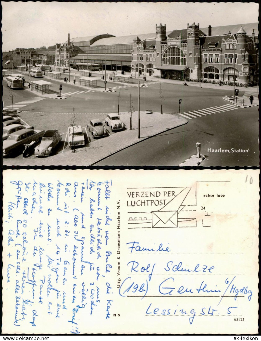 Postkaart Haarlem Bahnhof Station, Autos U.a. Volkswgen VW Käfer 1960 - Haarlem