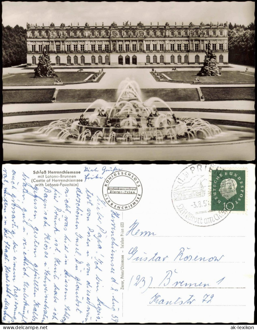 Chiemsee Herrenchiemsee Herreninsel Mit Schloss Latona-Brunnen 1959 - Chiemgauer Alpen