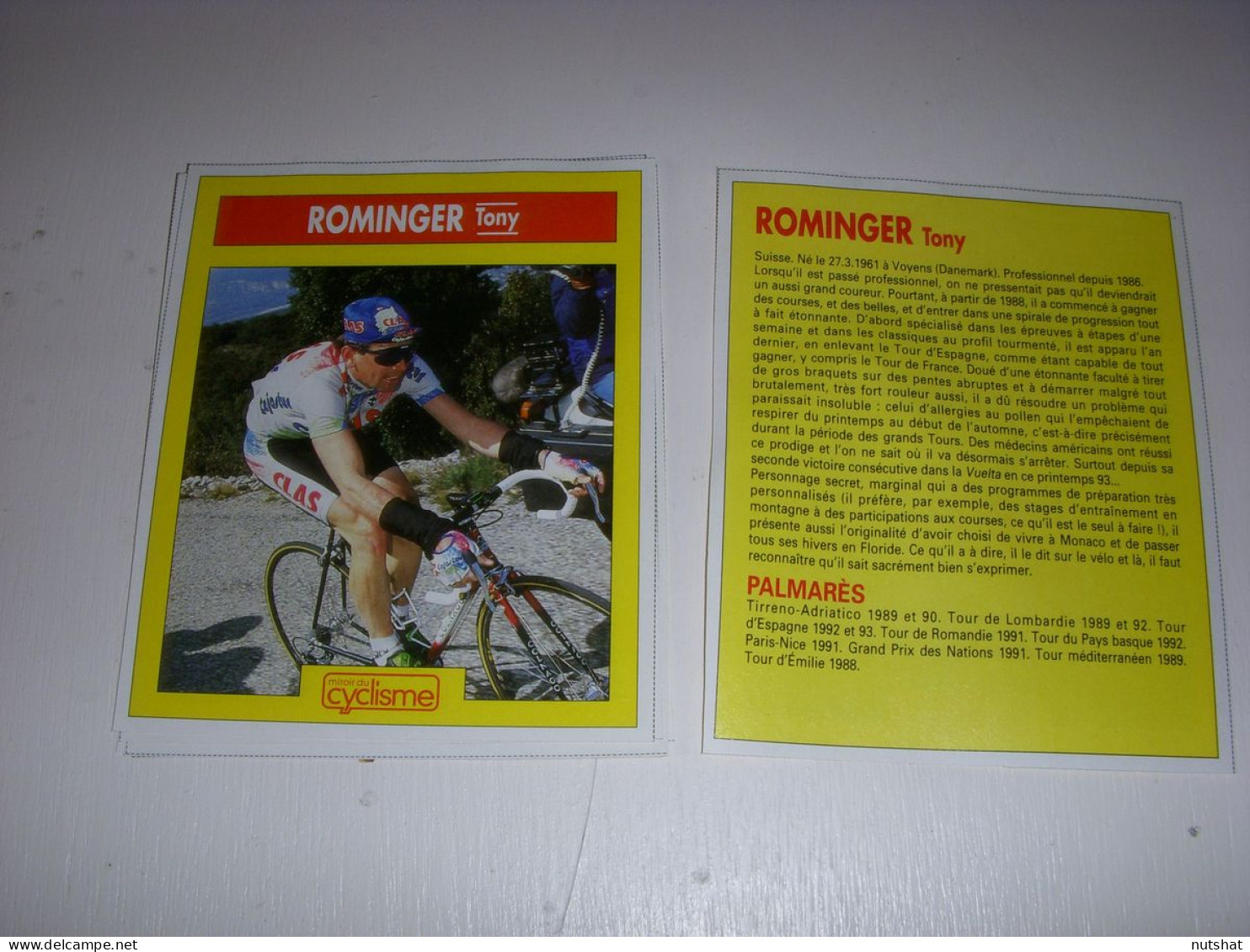 CYCLISME COUPURE 12x10 MIROIR Du CYCLISME Tony ROMINGER CLAS HISTOIRE PALMARES - Cyclisme