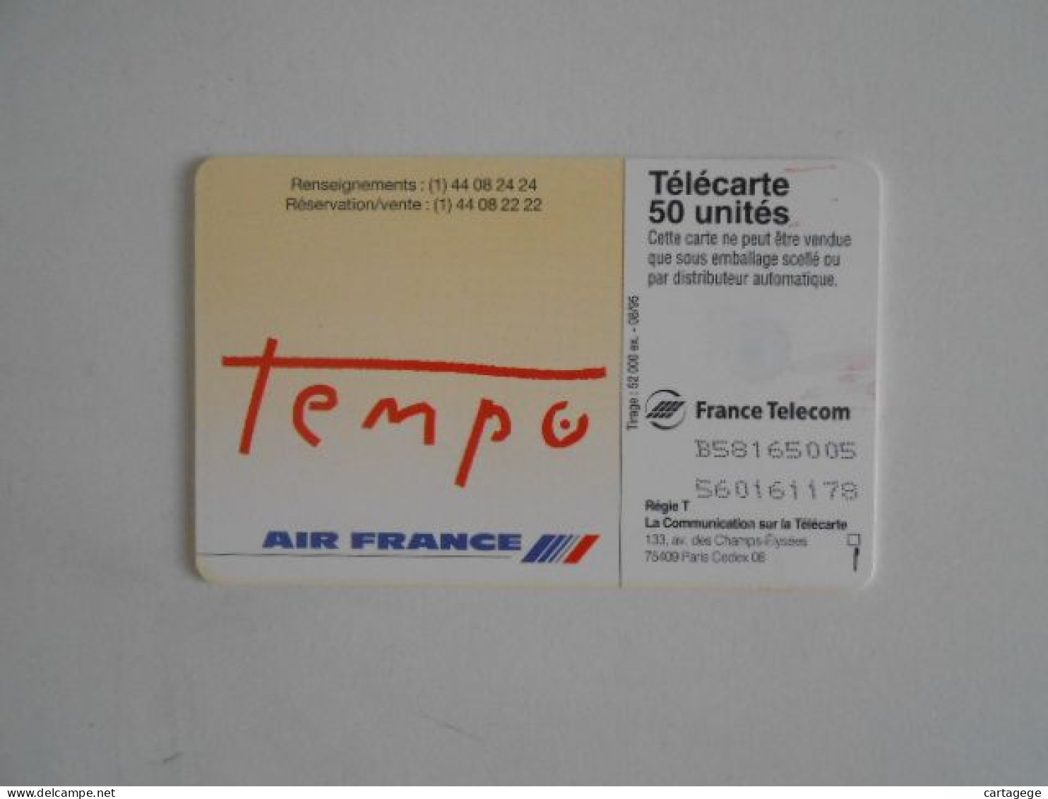 TELECARTE FRANCE En 1259 AIR FRANCE L'ESPACE TEMPO - 50 Unidades