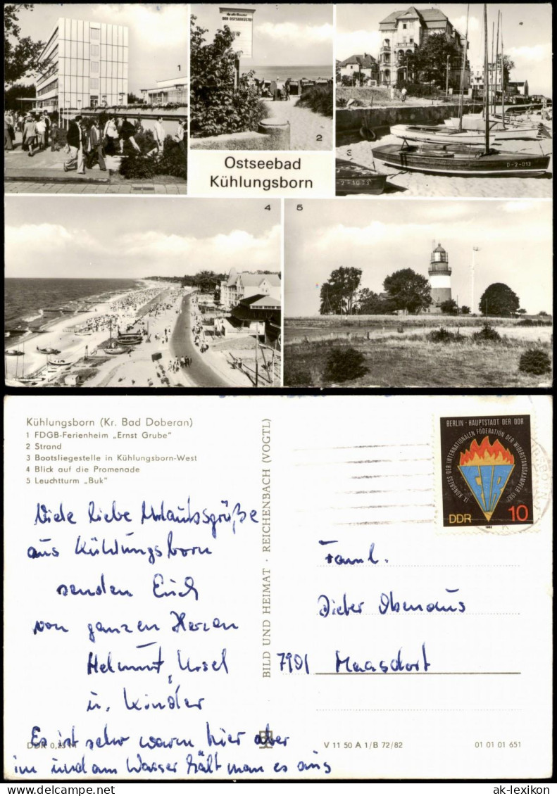 Kühlungsborn Mehrbild-AK Mit FDGB-Ferienheim, Strand, Promenade 1982 - Kuehlungsborn