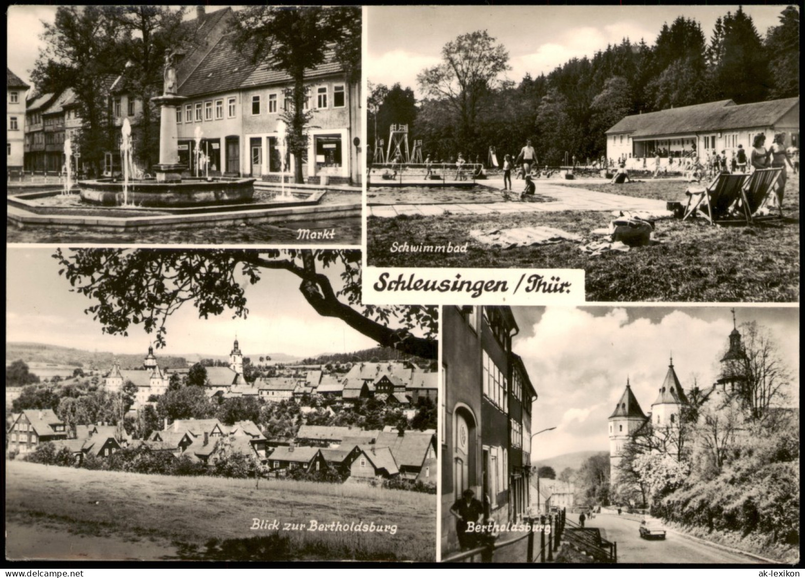 Schleusingen DDR Mehrbild-AK Mit Markt, Schwimmbad, Bertholdsburg 1974/1973 - Schleusingen