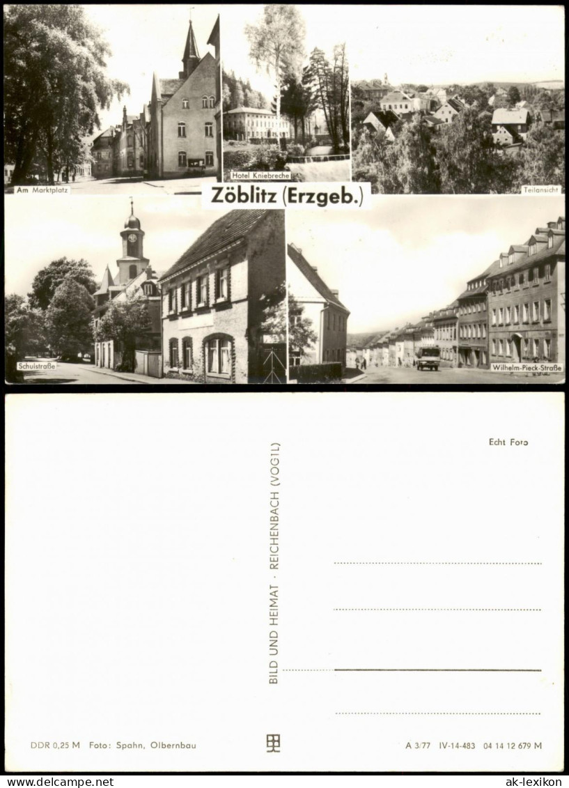 Zöblitz DDR Mehrbild-AK Mit Marktplatz, Hotel Kniebreche, Schulstraße Uvm. 1977 - Zoeblitz