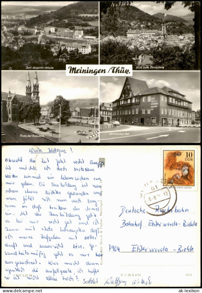 Meiningen Mehrbildkarte Mit Juri-Gagarin-Schule, Landsberg Uvm. 1974 - Meiningen