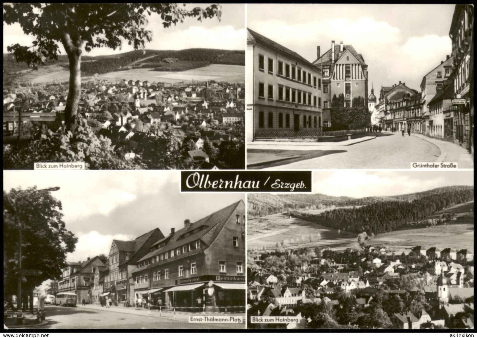 Olbernhau Panorama, Grünthaler Straße, Ernst-Thälmann-Platz, Hainberg 1975 - Olbernhau