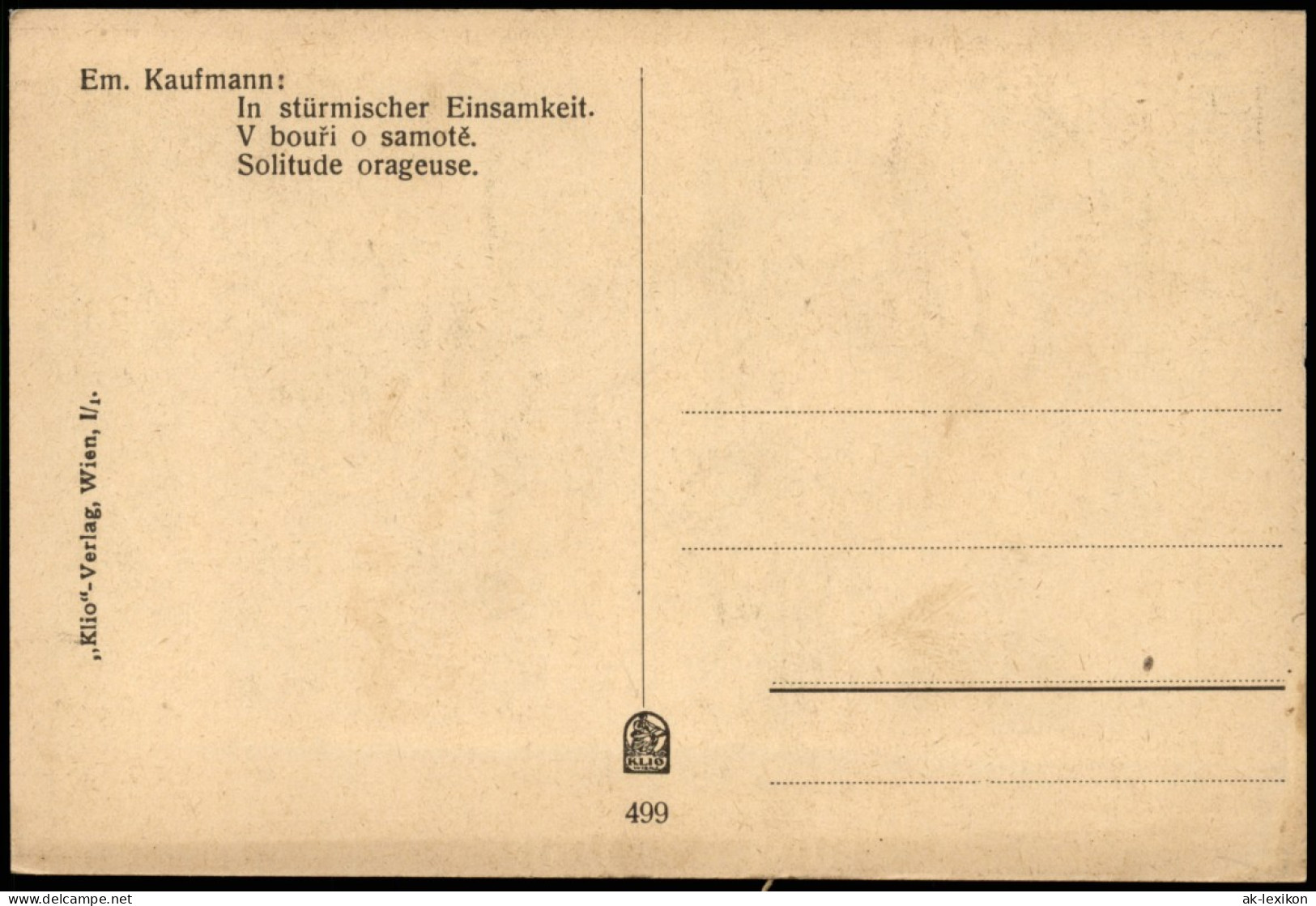 Ansichtskarte  Em. Kaufmann: In Stürmischer Einsamheit (Stimmungsbild) 1930 - Non Classés