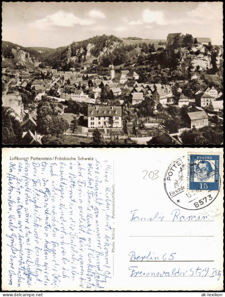 Pottenstein Panorama-Ansicht Gesamtansicht, Fränkische Schweiz 1965 - Pottenstein