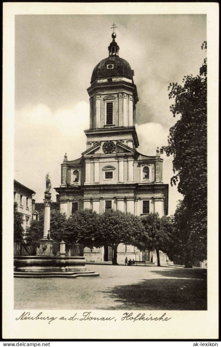 Ansichtskarte Neuburg (Donau) Partie A.d. Kirche Hofkirche 1954 - Neuburg