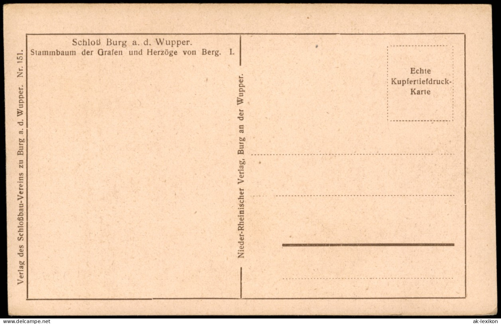 Burg Wupper-Solingen Stammbaum Der Grafen Herzöge V. Berg. I. Schloss Burg 1928 - Solingen