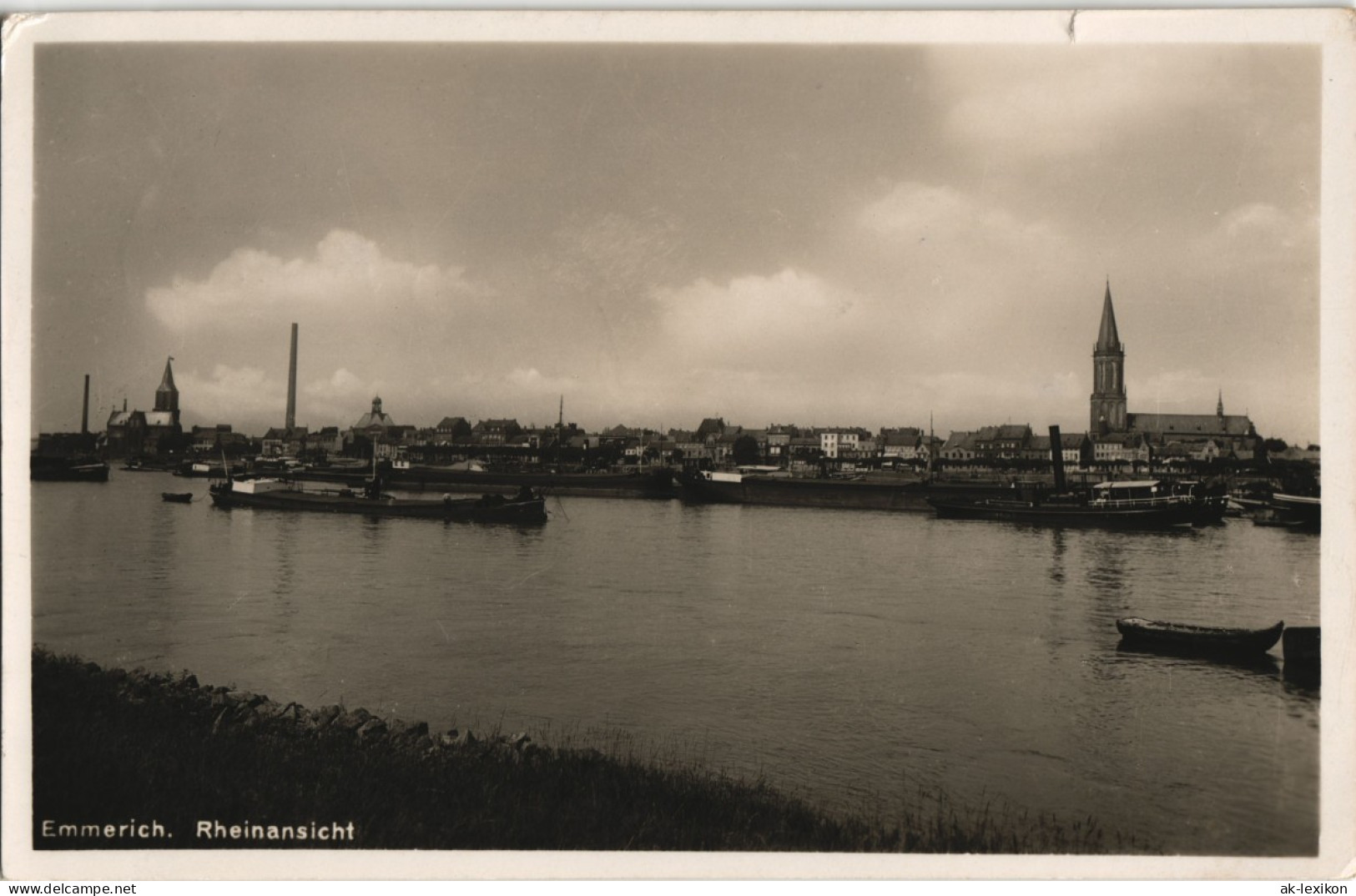 Ansichtskarte Emmerich (Rhein) Rheinansicht, Dampfer, Stadt, Fabrik 1937 - Emmerich