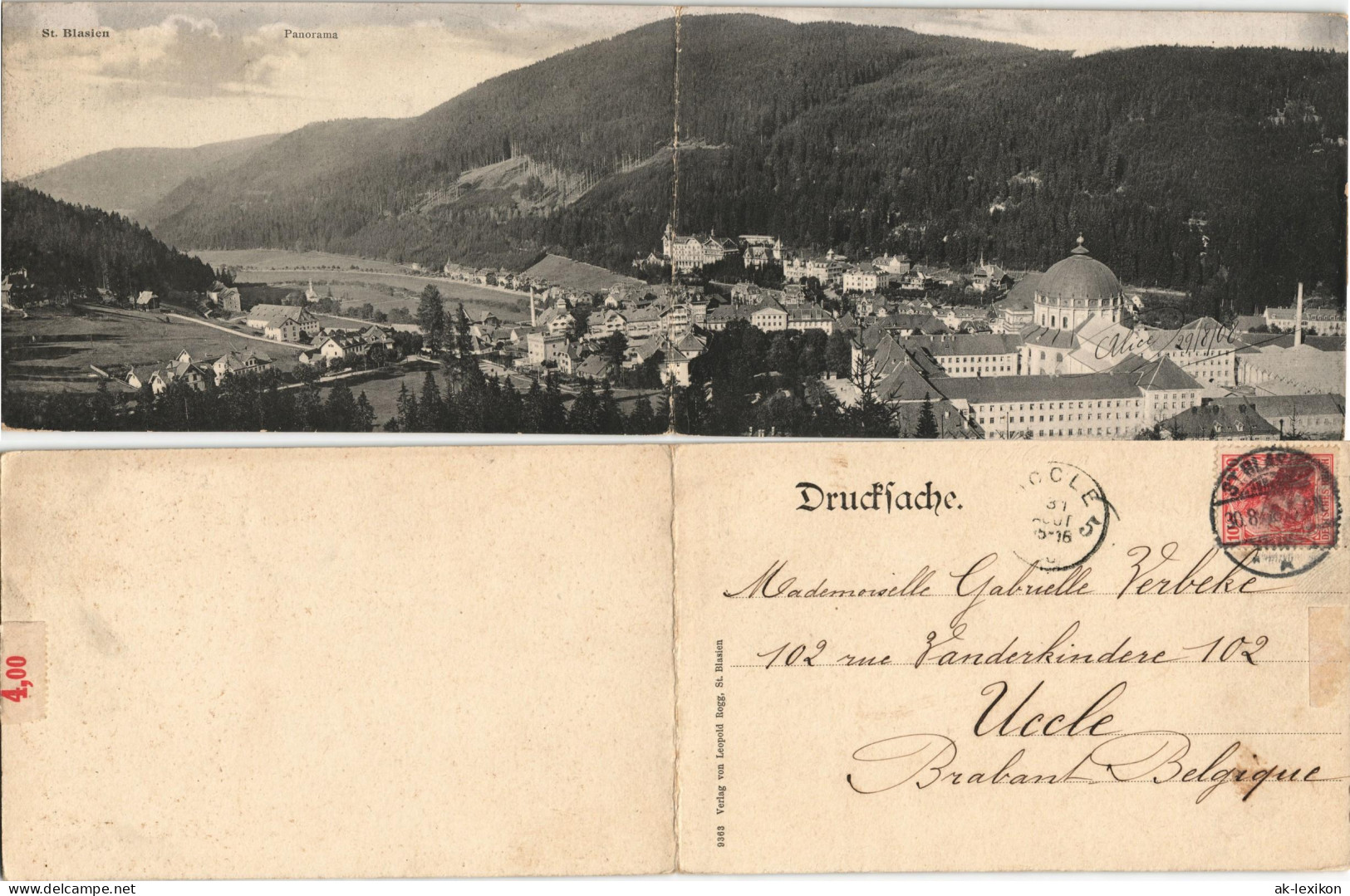 Ansichtskarte St. Blasien Panorama-Ansicht; 2-teilige Klappkarte 1910 - St. Blasien