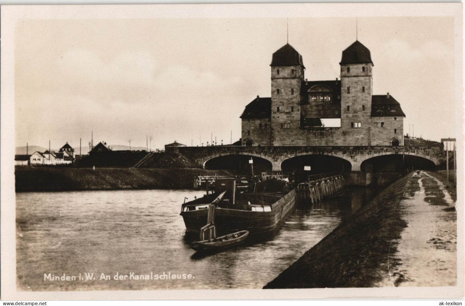 Ansichtskarte Minden Partie An Der Kanalschleuse 1930 - Minden