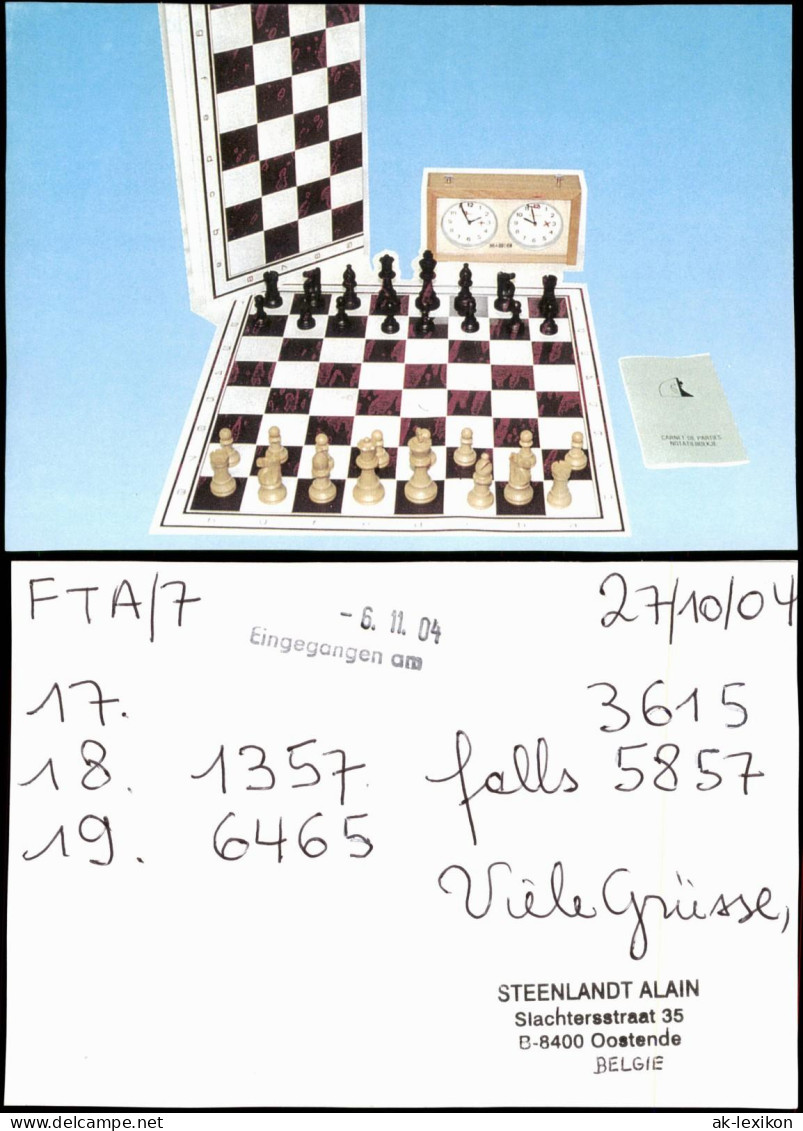 Ansichtskarte  Schach Chess - Spiel, Zeitschach Verwendet Fernschach 2004 - Zeitgenössisch (ab 1950)