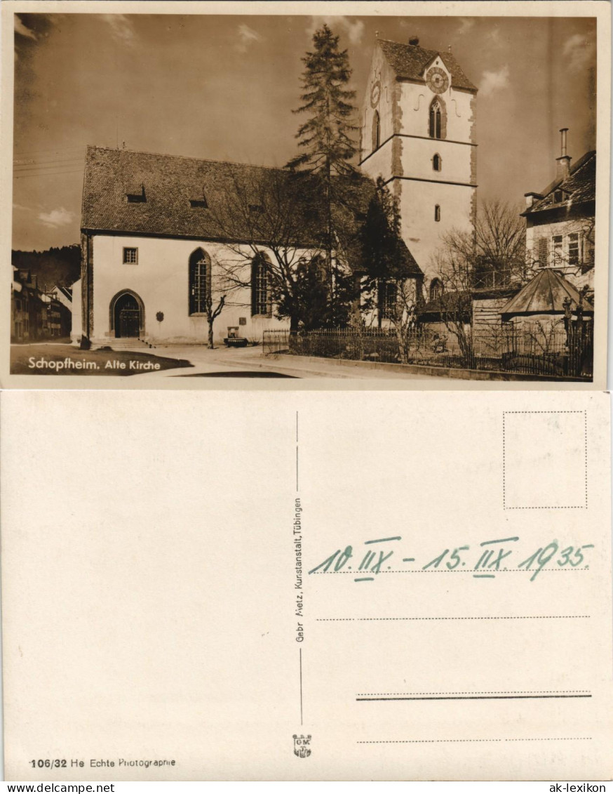 Ansichtskarte Schopfheim Straßenpartie An Der Kirche 1935 - Schopfheim