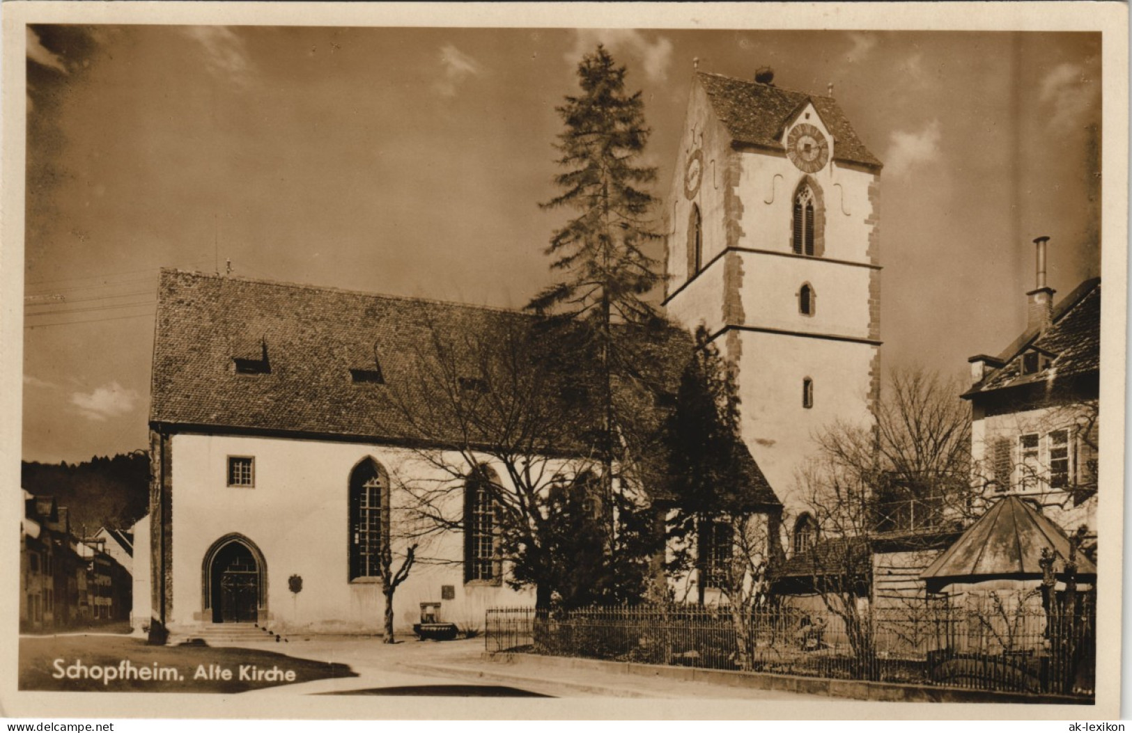 Ansichtskarte Schopfheim Straßenpartie An Der Kirche 1935 - Schopfheim