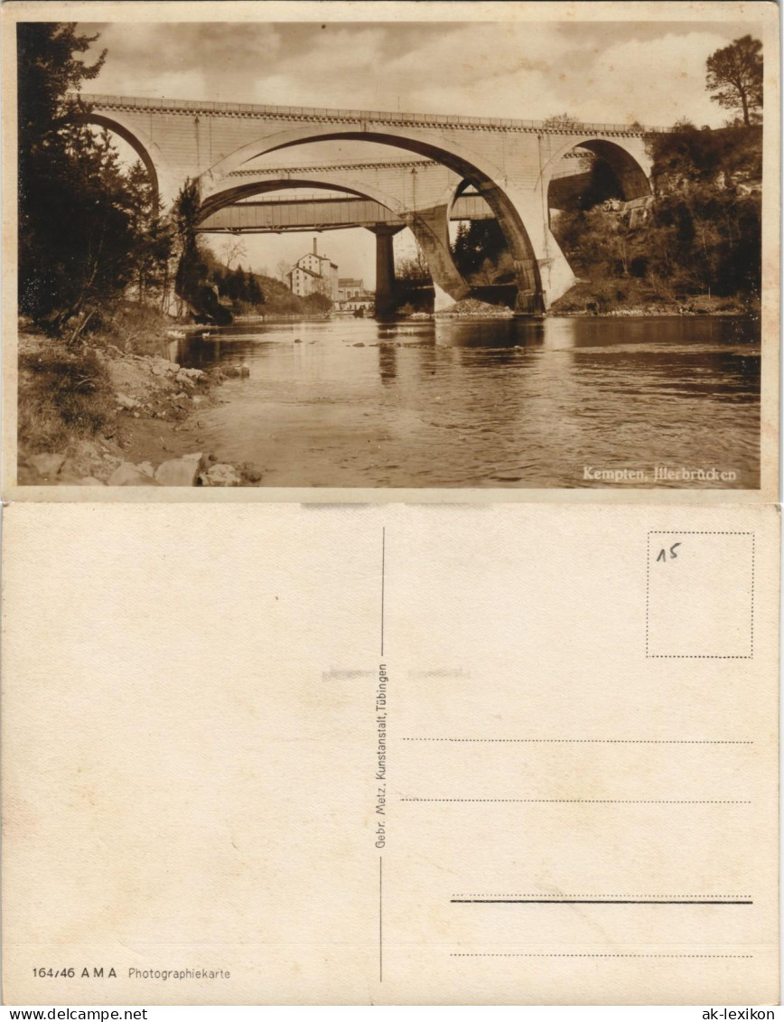 Ansichtskarte Kempten (Allgäu) Illerbrücken, Durchblick Auf Fabrik 1930 - Kempten