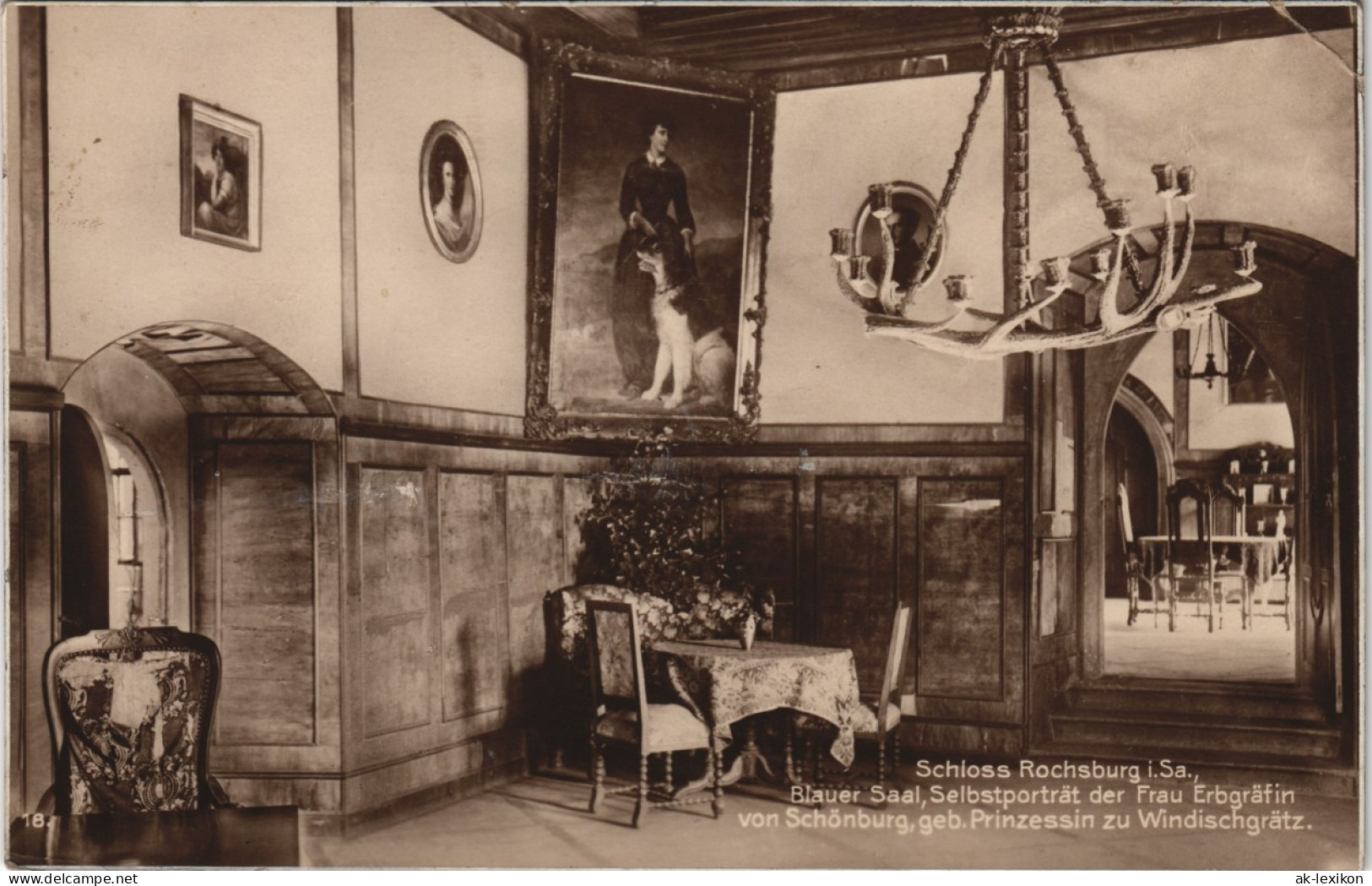 Ansichtskarte Rochsburg-Lunzenau Schloss Rochsburg - Blauer Saal 1926 - Lunzenau