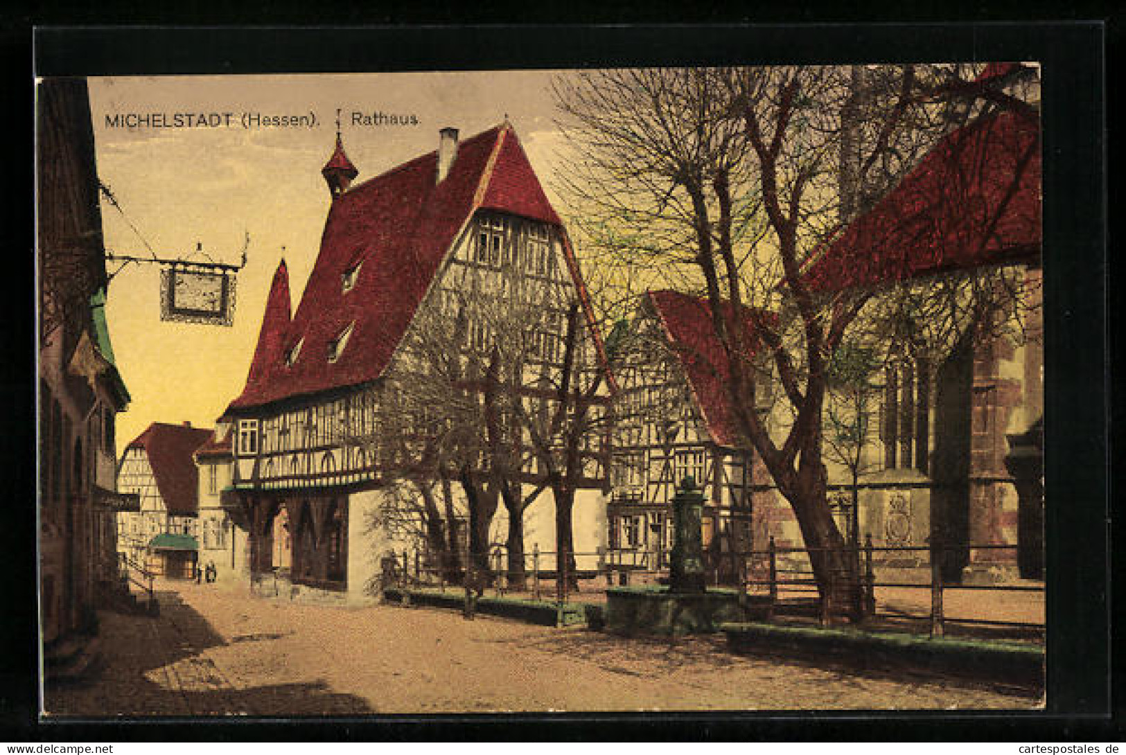 AK Michelstadt /Hessen, Strassenpartie Mit Rathaus  - Michelstadt