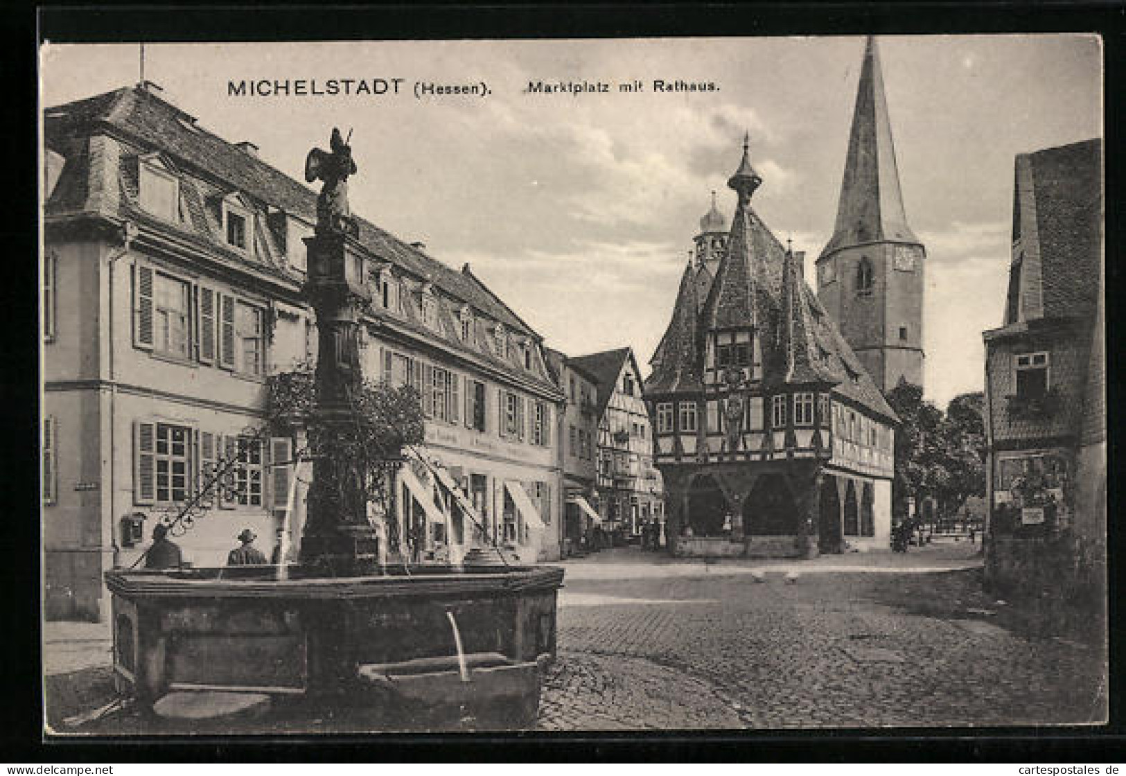 AK Michelstadt /Hessen, Marktplatz Mit Rathaus  - Michelstadt