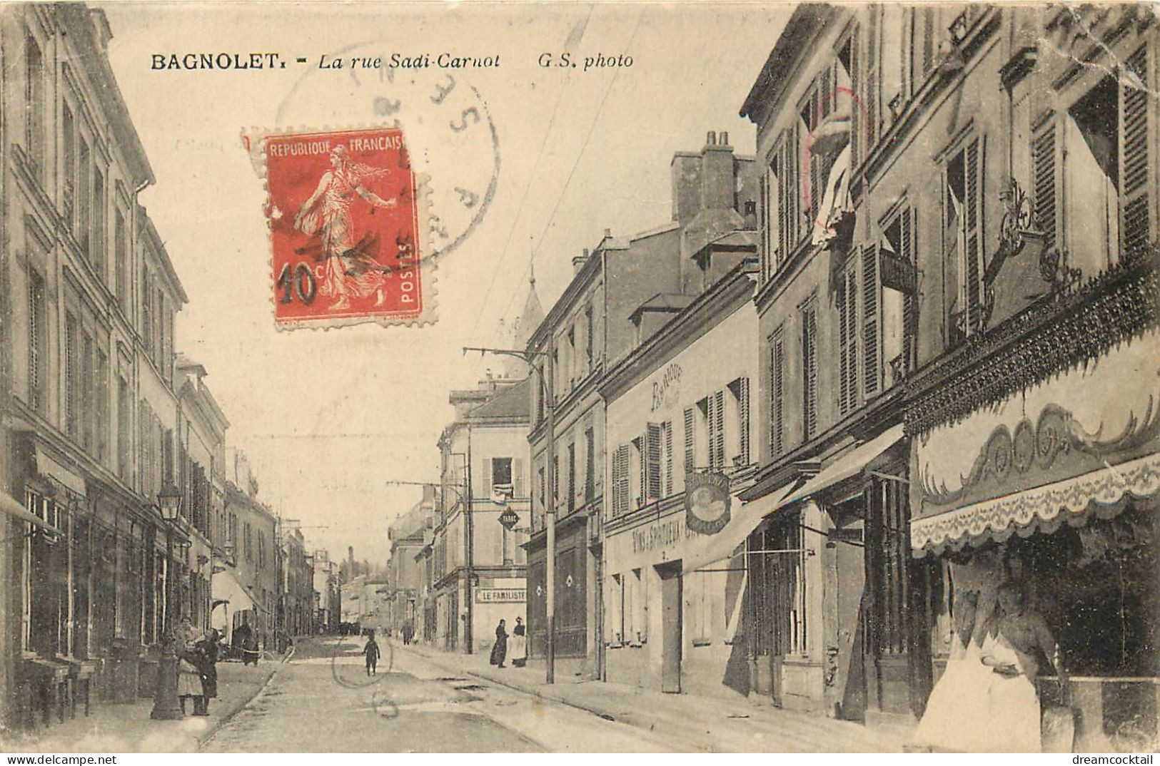 93 BAGNOLET. Tabac "Le Bergerac" Coin Rue Sadi Carnot Et Lénine 1916 - Bagnolet