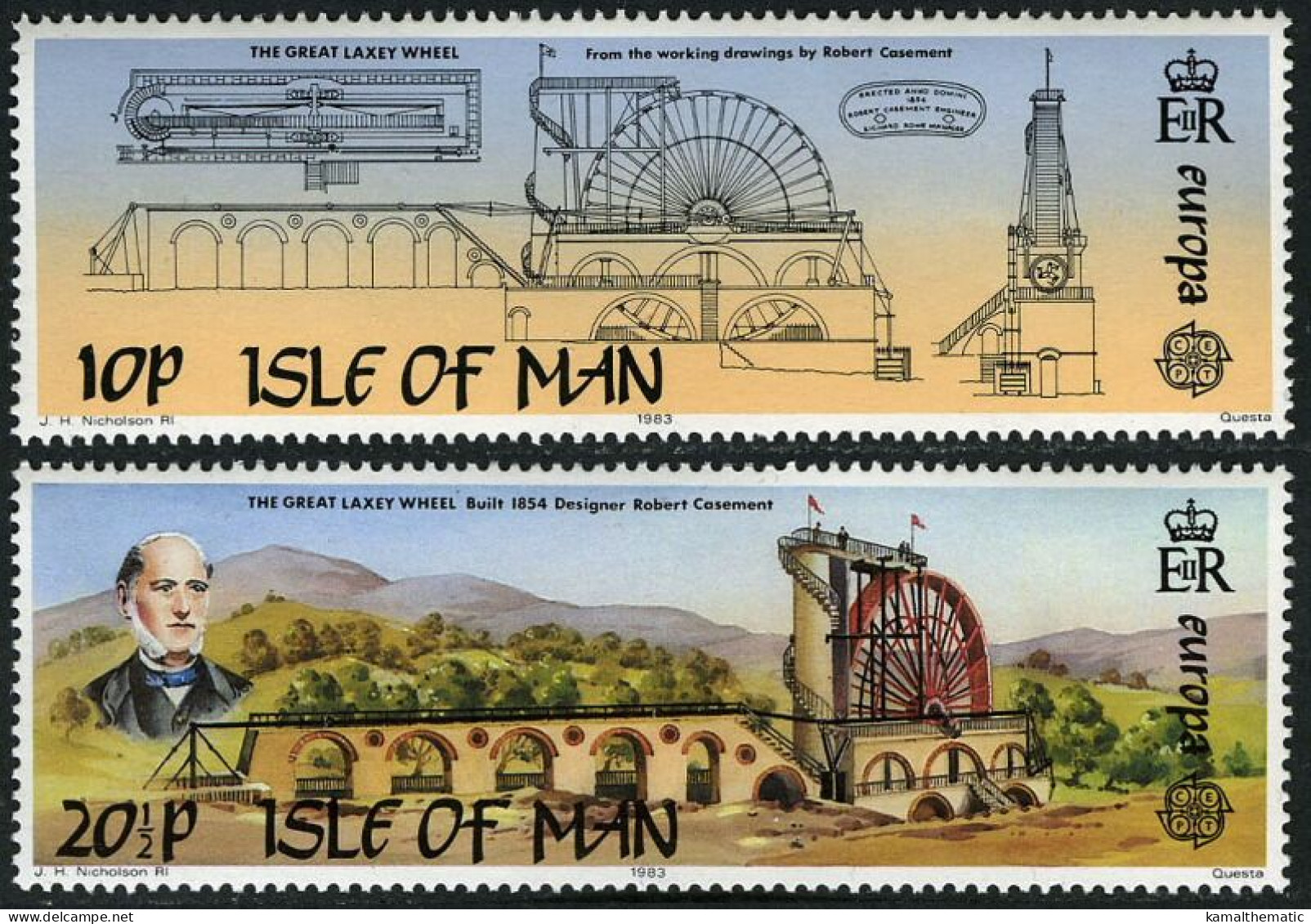 Isle Of Man 1983 MNH 2v, Large Waterwheel, Designed By R Casement - Physik