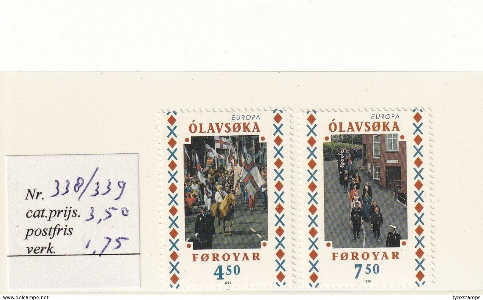 SA05 Faroe Islands 1998 EUROPA Festivals And National Celebrations Mint Stamps - Faroe Islands