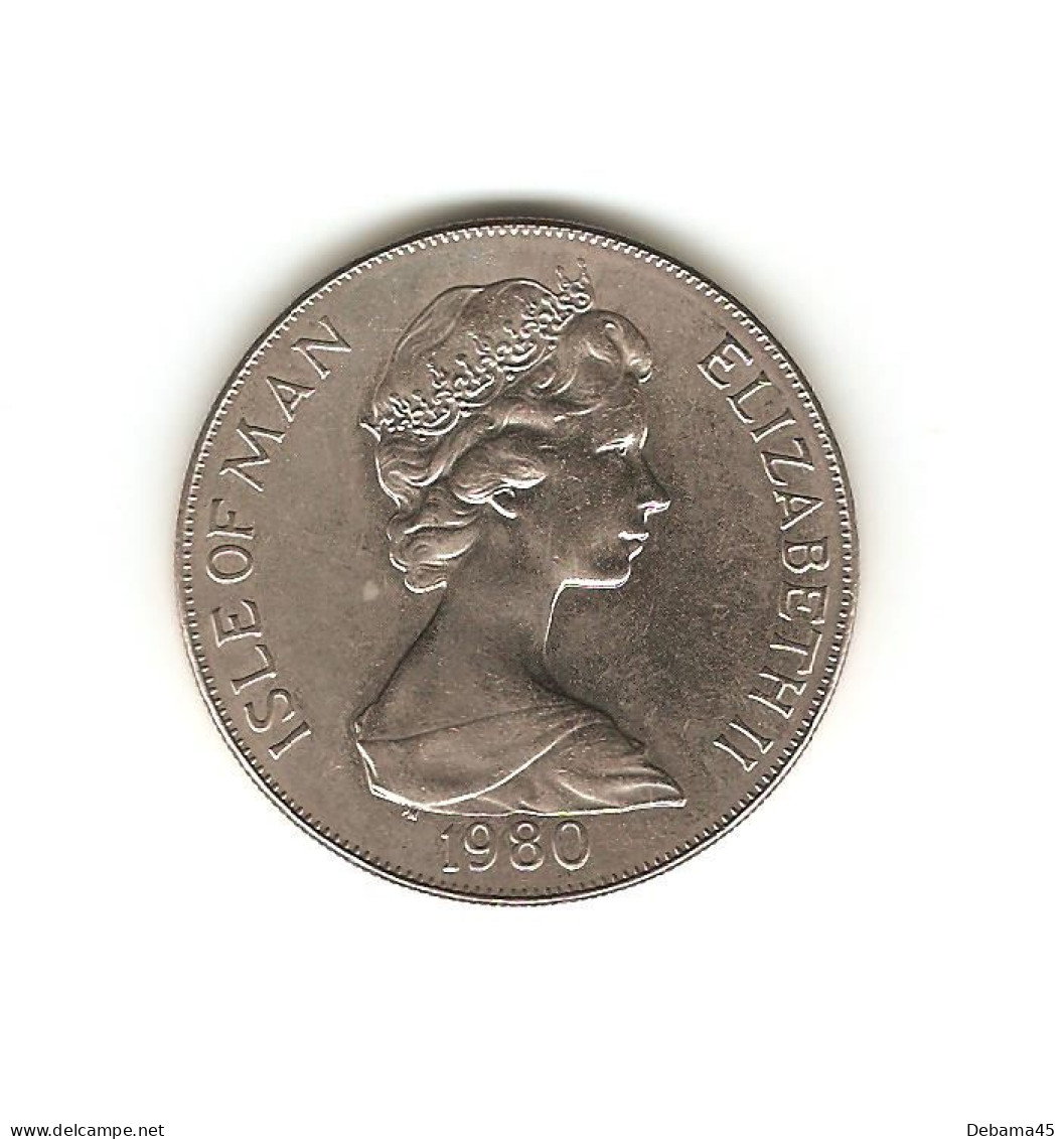 353/ ILE DE MAN : Elizabeth II : 1 Crown 1980 (copper-nickel - 28.44 Grammes) 80ème Anniversaire De La Reine-Mère - Isle Of Man