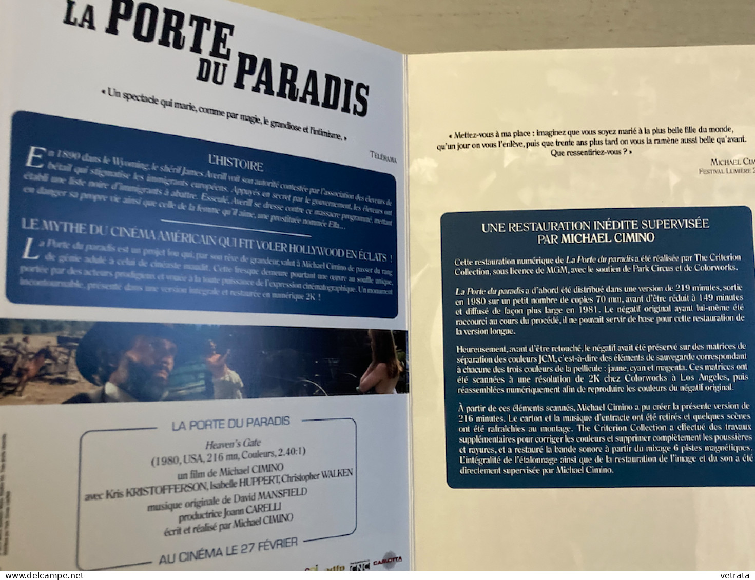 Michael Cimino : 1 Supplément Cinéma Libération (27/02/2013 : La Porte Du Paradis) & 1 Carte Postale (Un Mirage Américai - Otros & Sin Clasificación