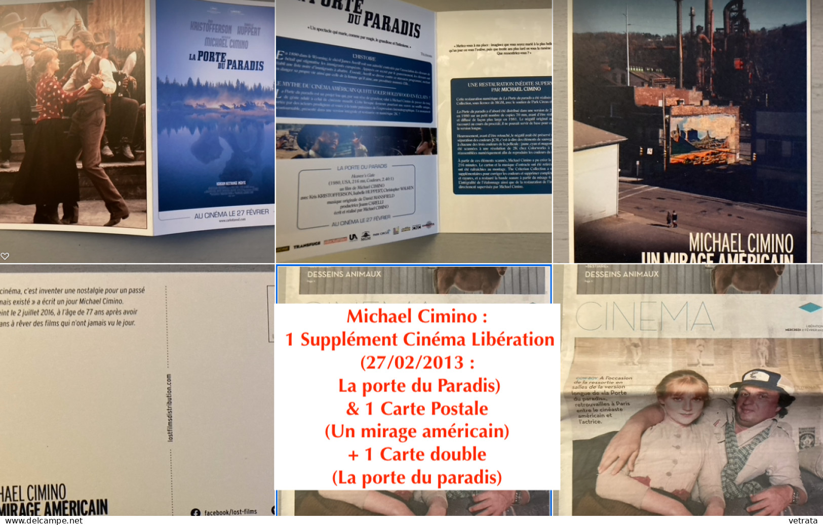 Michael Cimino : 1 Supplément Cinéma Libération (27/02/2013 : La Porte Du Paradis) & 1 Carte Postale (Un Mirage Américai - Sonstige & Ohne Zuordnung