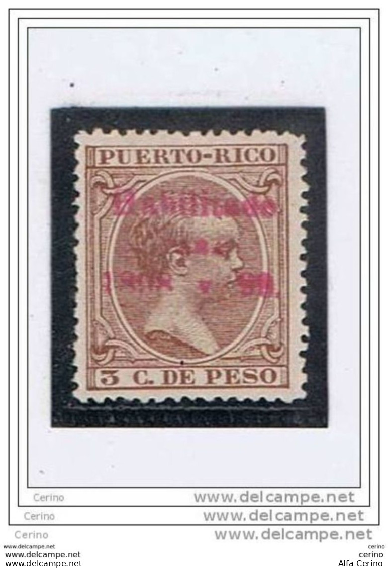 PUERTO  RICO:  1898  OVERPRINTED  -  3 C.  UNUSED  STAMP  -  YV/TELL. 158 - Puerto Rico