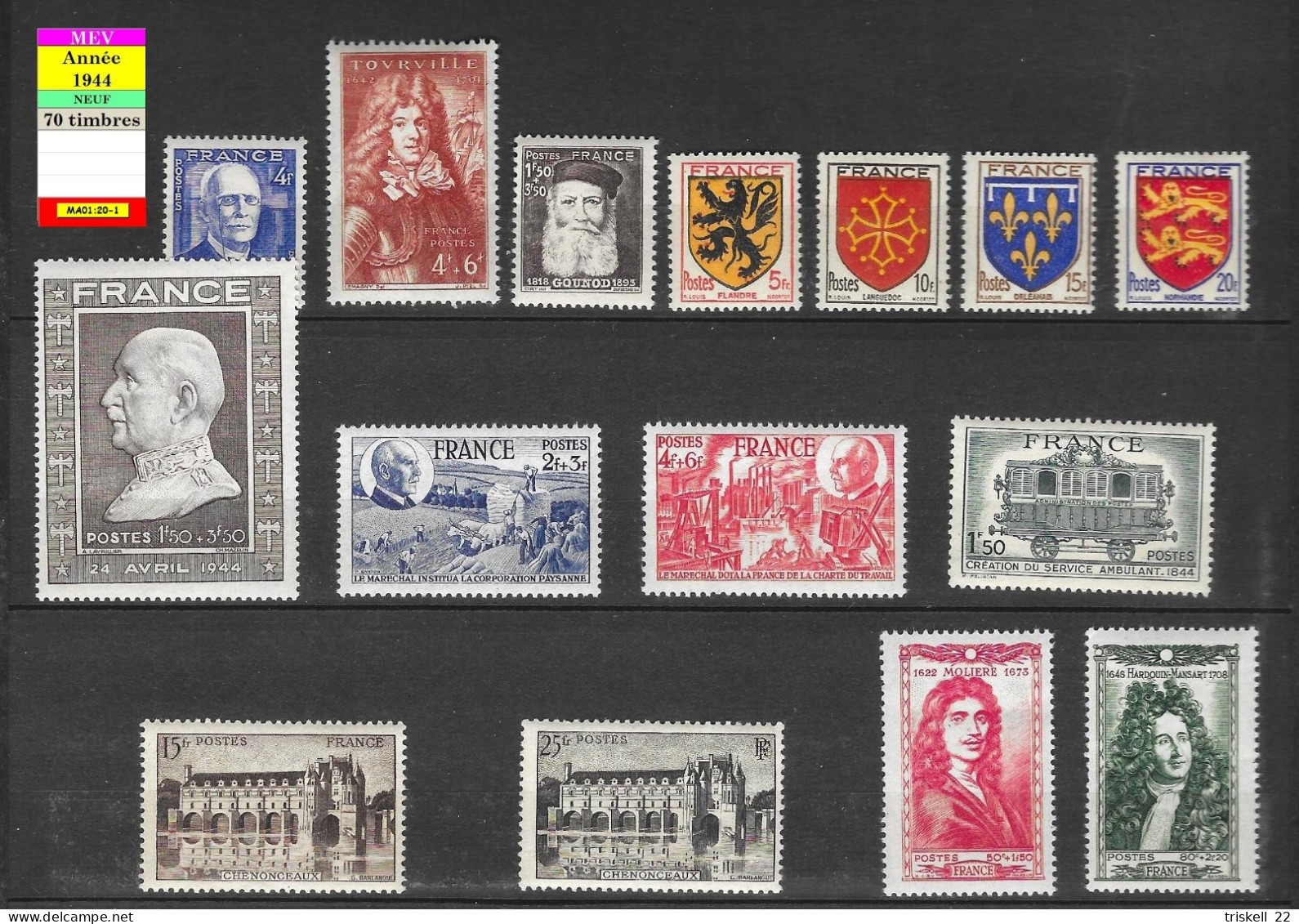 Année 1944** :  70 Timbres - Unused Stamps