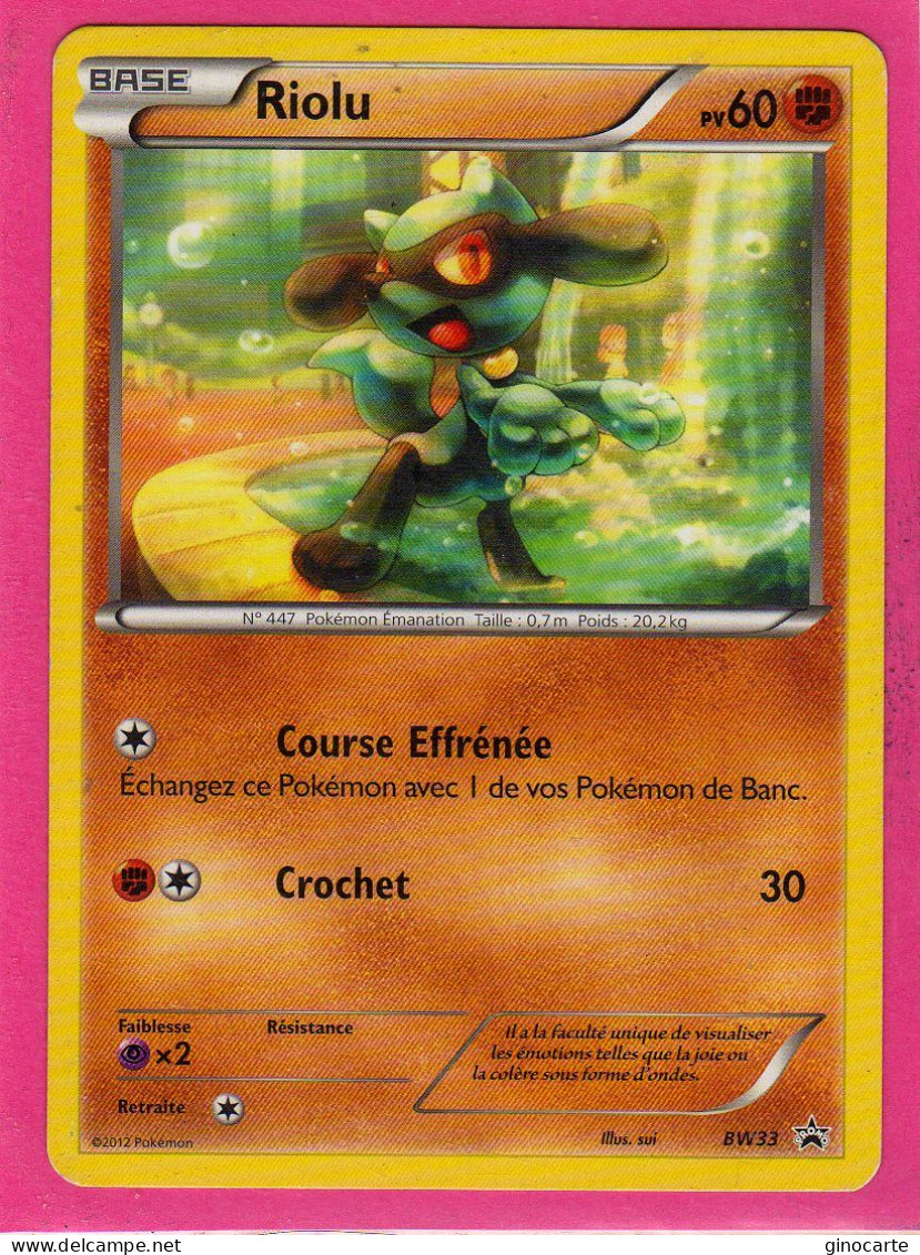 Carte Pokemon Francaise 2013 Noir Et Blanc Promos BW33 Riolu 60pv Bon Etat - Promos